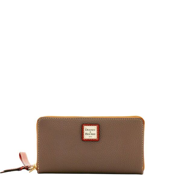 Dooney & Bourke Handbags - Dooney & Bourke Pebble Grain Large Zip Around Wristlet Wallet - Elephant